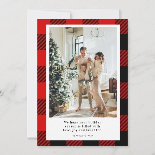 Moderner Karierter Happy Holiday | FOTO (Vorderseite)