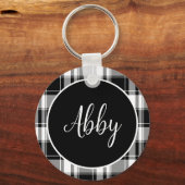 Moderner Karierter Individuelle Name aus Schwarz u Schlüsselanhänger (Rückseite)