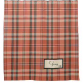 Moderner Karierter Korallenduschvorhang Duschvorhang (Vorderseite)