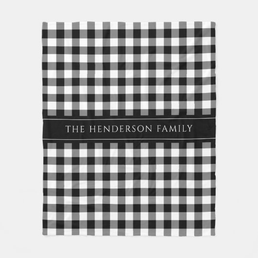 Moderner Karierter Name Schwarz/Weiß Fleecedecke (Vorderseite)