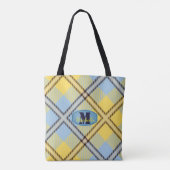 Moderner Karierter Tartan Jeans Monogram-Skriptnam Tasche (Rückseite)