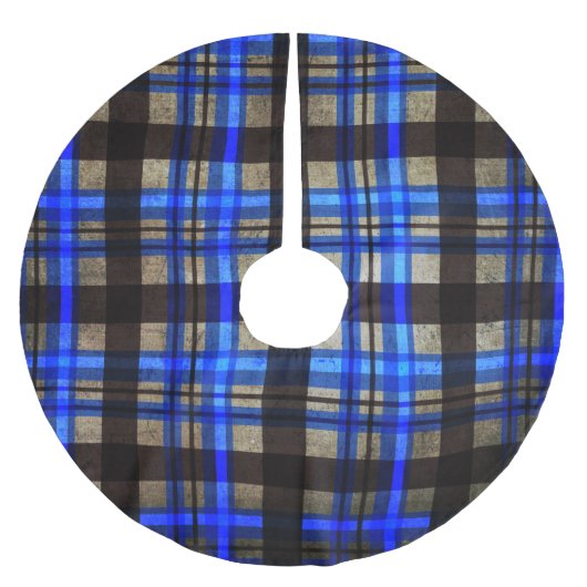 Moderner Karierter Tartan Weihnachtsbaum Dekoriere Polyester Weihnachtsbaumdecke (Vorderseite)