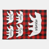 Moderner Karierter und weißer Mama-Bär Geschirrtuch (Horizontal)