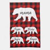 Moderner Karierter und weißer Mama-Bär Geschirrtuch (Vertikal)