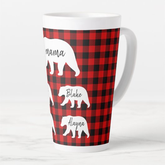 Moderner Karierter und weißer Mama-Bär Milchtasse (Rechte Ecke)
