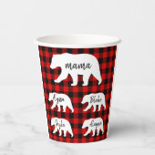 Moderner Karierter und weißer Mama-Bär Pappbecher (Rückseite)