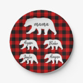 Moderner Karierter und weißer Mama-Bär Pappteller (Vorderseite)