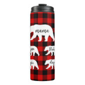 Moderner Karierter und weißer Mama-Bär Thermosbecher (Vorderseite)