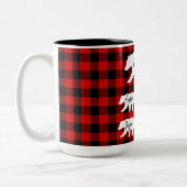 Moderner Karierter und weißer Mama-Bär Zweifarbige Tasse (Links)