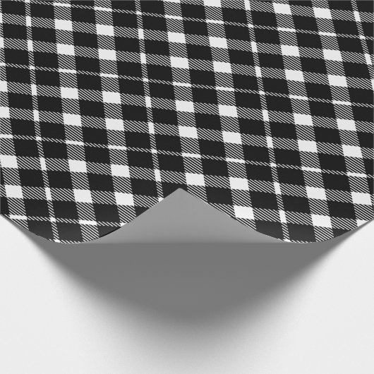 Moderner Karierter Urlaub in Schwarz und Weiß Geschenkpapier (Ecke)