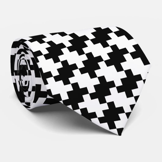 Moderner Karo aus Schwarz und Weiß Krawatte (Gerollt)
