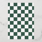 Moderner Karo Grün Foto Weihnachten Folieneinladung (Rückseite)