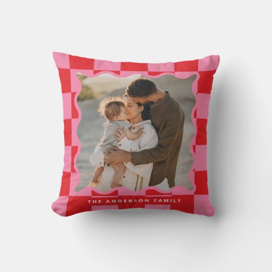 Moderner Karo mit glattem Rand - minimales Foto We Kissen (Vorderseite)