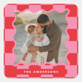 Moderner Karo mit glattem Rand - minimales Foto We Quadratischer Aufkleber