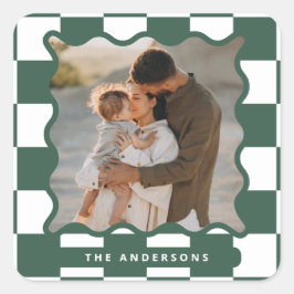 Moderner Karo mit glattem Rand - minimales Foto We Quadratischer Aufkleber