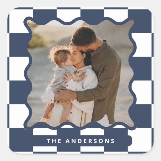 Moderner Karo mit glattem Rand - minimales Foto We Quadratischer Aufkleber (Vorderseite)