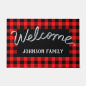 Moderner Karo Red & Black Buffalo Willkommen Fußmatte (Vorderseite)