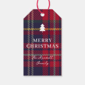 Moderner Karo-Weihnachtsbaum  Geschenkanhänger (Vorderseite)