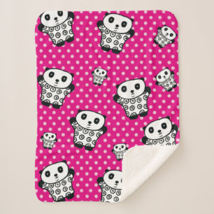 Moderner Kawaii Panda Bär Rosa Mädchenhaft Punkte Sherpadecke