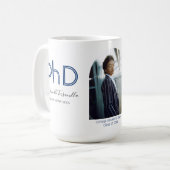 Moderner Keepake Blue Foto PhD-Abschluss Kaffeetasse (Vorderseite Links)