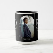 Moderner Keepake Schwarz-weißer Foto PhD-Abschluss Tasse (Zentrum)