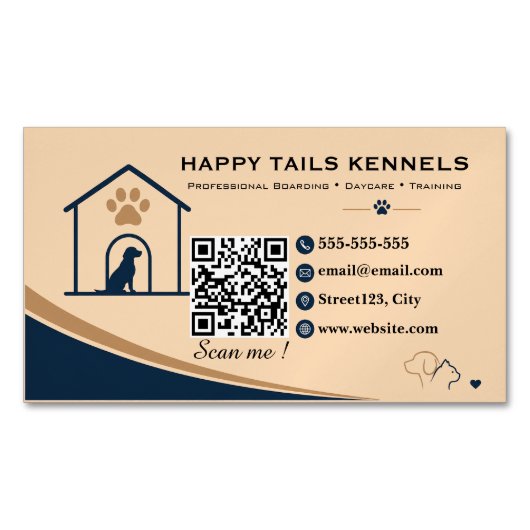 Moderner Kennel-QR-Code Magnetische Visitenkarte (Vorderseite)