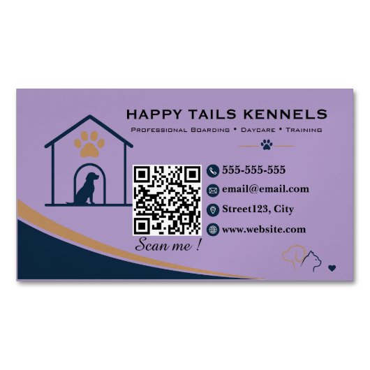 Moderner Kennel-QR-Code Magnetische Visitenkarte (Vorderseite)