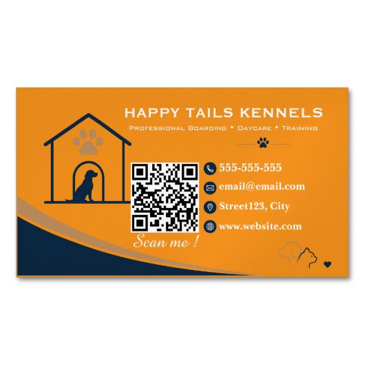 Moderner Kennel-QR-Code Magnetische Visitenkarte (Vorderseite)