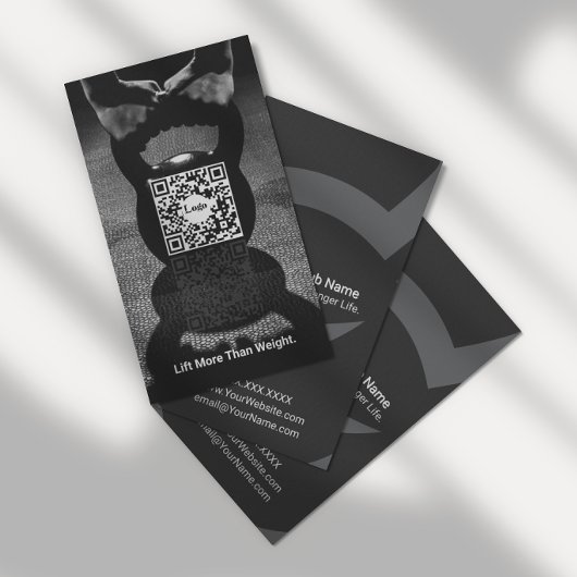 Moderner Kettlebell-Fitness-QR-Code Visitenkarte