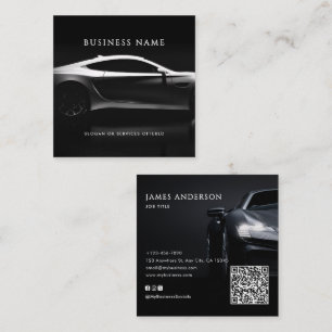 Moderner Kfz/Fahrzeug/Auto QR Code & Social Media Quadratische Visitenkarte