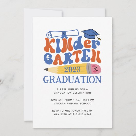 Moderner Kindergarten Abschluss Einladung (Vorderseite)