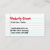 Moderner Kindergartenlehrer-Visitenkarte Visitenkarte (Rückseite)