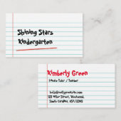 Moderner Kindergartenlehrer-Visitenkarte Visitenkarte (Vorne/Hinten)