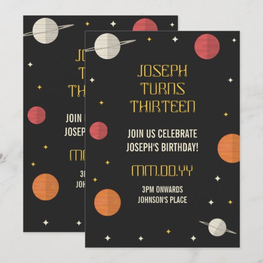 Moderner Kindergeburtstag Einladung (Vorne/Hinten)