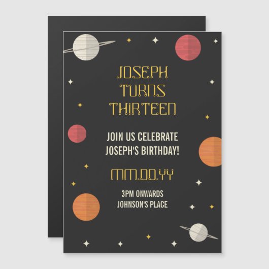 Moderner Kindergeburtstag Magneteinladung (Vorne/Hinten)