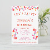 Moderner Kindergeburtstag mit farbenfrohen Wasserf Einladung (Stehend Vorderseite)