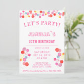 Moderner Kindergeburtstag mit farbenfrohen Wasserf Einladung (Stehend Vorderseite)