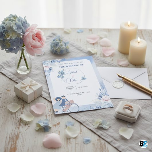 Moderner Klassiker mit Foto Hochzeit Einladung