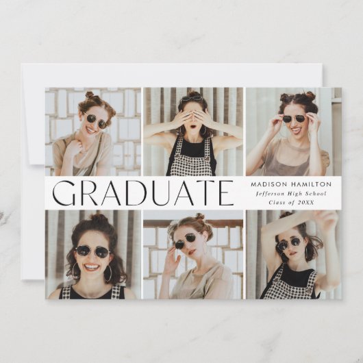 Moderner klassischer 12-Foto-Abschluss Ankündigung (Vorderseite)