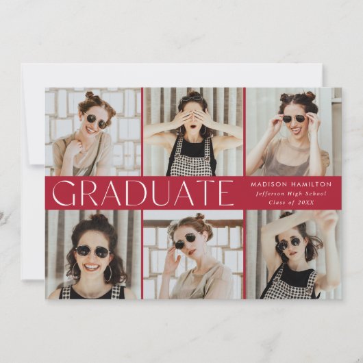 Moderner Klassischer 6-Foto-Abschluss Ankündigung (Vorderseite)