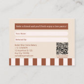 Moderner klassischer Braun-Bäckereiladen Empfehlungskarte (Rückseite)