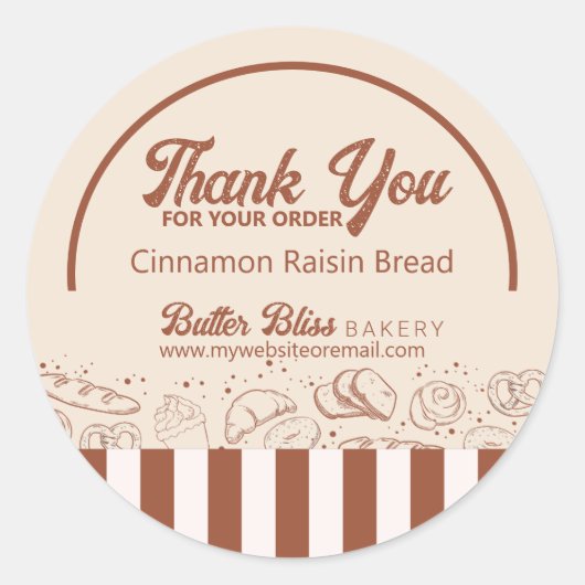 Moderner klassischer Braun-Bäckereiladen Runder Aufkleber (Vorderseite)