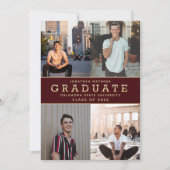 Moderner klassischer Burgundy Gold Foto Abschluss Einladung (Vorderseite)