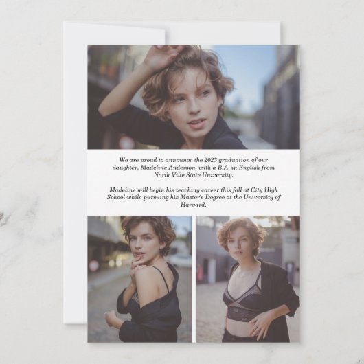 Moderner klassischer Foto Collage Abschluss Ankündigung (Rückseite)