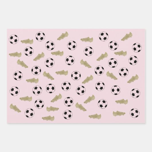 Moderner klassischer Fußball reinigt Ball Blush Pi Geschenkpapier Set (Vorderseite 3)