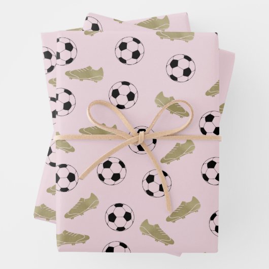 Moderner klassischer Fußball reinigt Ball Blush Pi Geschenkpapier Set (Beispiel)