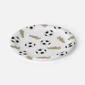 Moderner klassischer Fußball reinigt Ball Football Pappteller (Schrägansicht)