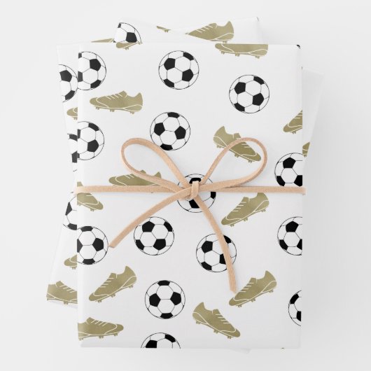 Moderner klassischer Fußball reinigt Ball Geschenkpapier Set (Beispiel)