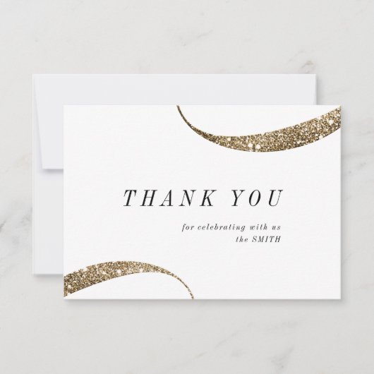 Moderner klassischer, minimalistischer Glitzer Dankeskarte (Vorderseite)