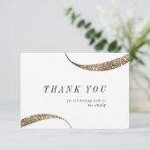 Moderner klassischer, minimalistischer Glitzer Dankeskarte (Stehend Vorderseite)